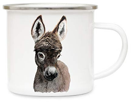Tasse Emaille Becher oder Thermobecher Kaffeebecher mit Esel Kaffeebecher Esel-Motiv Geschenk pb014 - ausgewähltes Produkt: *Emaillebecher*
