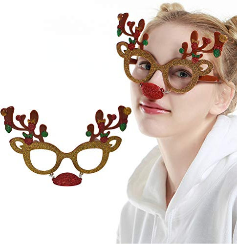 BESTOYARD Rentier Brille Lustige Brille Partybrille Weihnachten Photo Requisiten Zubehör Weihnachtsbrillen Dekoration