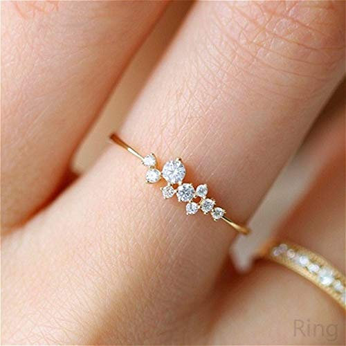 Simple 18k Gold Color Rings for Teen Girls Class Heart White Sapphire Studded Eternity Wedding Ring 925 Sterling Silver Engagement Stackable Diamond Rings Women Fashion Jewelry(Gold,8)