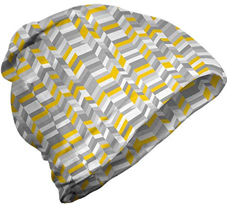 ABAKUHAUS Jahrgang Unisex Beanie, Home Style Zig Zag, Wandern im Freien, grau Gelb