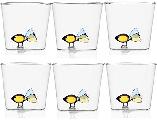 Ichendorf Set 6 Bicchieri da Acqua Decorati Pesce colorato Animali Animal Farm