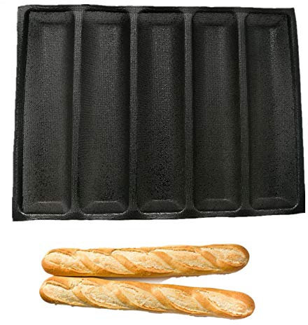 ZYYXB Moule à pain Baguette à la Française 5 empreintes, Moules à gâteau en Silicone pour Four, Silicone Moule À Pain Plateau De Cuisson Antiadhésif Moules De Cuisson Réutilisable Cuisson Forme Moule