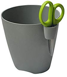 Erhard-Trading Kräutertopf MEDRA + Schere für Kräuter 15 cm Betongrau Pflanztopf Blumentopf rund