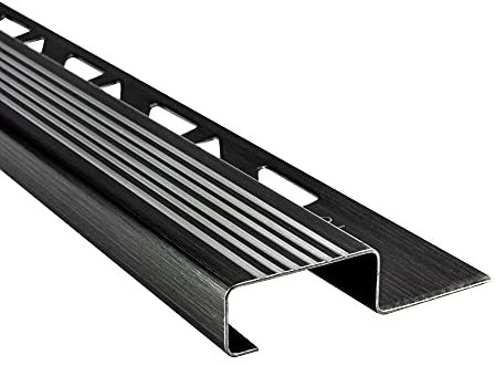 Edelstahl Stufenprofil Fliesen Treppen schwarz anthrazit gebürstet 2,5m 10mm
