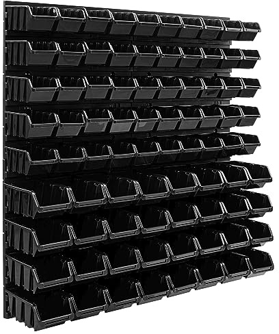 botle 82 Stapelboxen Wandregal Werkzeugwand 772 x 780 mm Kunststoff Werkzeughalter Wandplatte Garage 3 Farbvarianten (Schwarz)
