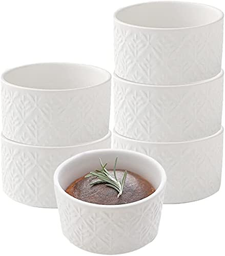 YRHH Ramequins en Céramique De 8 Onces, Lot De 6, Plats À Soufflé Allant Au Four Ramequins De Crème Brûlée pour La Cuisson, Mini Moules À Pâtisserie, pour Soufflés À La Crème