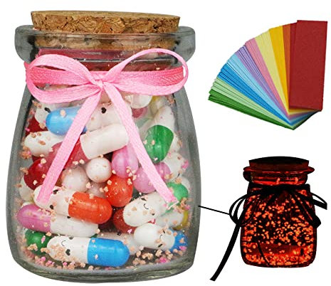 Glass Jar of Smiles Memory Jar - Thoughtful Gifts for Boyfriend/Girlfriend - Capsule Love Letter - Wishing Bottle for Children - Valentines Day/Birthday