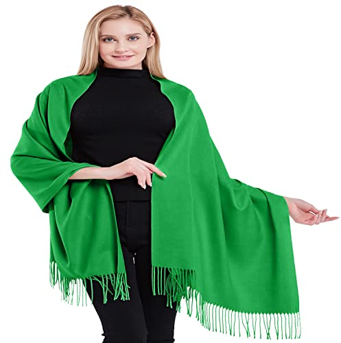 CJ Apparel Forest Green 100% Cashmere Shawl Pashmina Scarf Wrap Stole Hand Made in Nepal