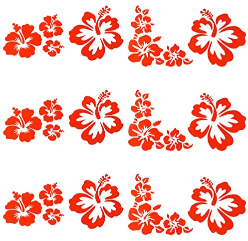 GORGECRAFT Hibiskus Blumen Auto Aufkleber Hawaiische Aufkleber Rotes Vinyl Automotive Außendekoration Für SUV Truck Motorrad Türen Wände Laptop