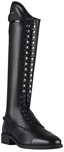 Reitstiefel Kinder Hailey | Auffälliges Design | Dekorative Schnürung | Einfaches An- und Ausziehen | Angenehmes Tragen | Pflegeleicht, Größe:40, Farbe QHP:schwarz