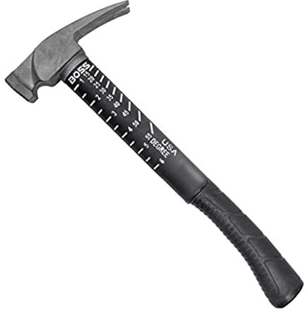 Boss Hammer 14 oz. Construction Grade Ti64 Titanium Hammer with Tough-Fiber Shock-Absorbing Fiberglass Handle - No-Slip Grip, Milled Face - Made in the USA - BH14TIPFM