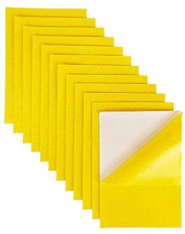 Jtnohx Selbstklebender Filz Platten, 1,4mm Filzstoff Selbstklebend, 12 Stück Klebefilz für Handwerk, 20x30cm Weiche Filzblätter für DIY-Projekte(gelb)