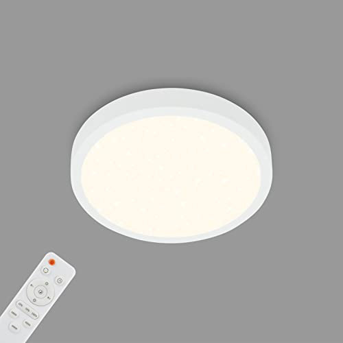 BRILONER - LED Deckenlampe mit Fernbedienung, Sternenhimmel, einstellbar von warmweiß bis kaltweiß, LED Lampe, Deckenleuchte, Wohnzimmerlampe, Schlafzimmerlampe, Küchenlampe, 28x4 cm, Weiß