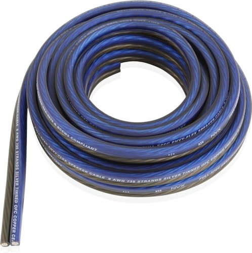 NVX Professional Grade OFC True Spec 8 Gauge Speaker Cable, 20 Ft (100% Oxygen-Free Copper) [XWS0820]
