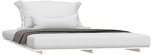 vidaXL Massivholzbett Doppelbett Bettgestell Bett Holzbett Bettrahmen Lattenrost Schlafzimmerbett Schlafzimmermöbel Weiß 120x200cm Kiefer