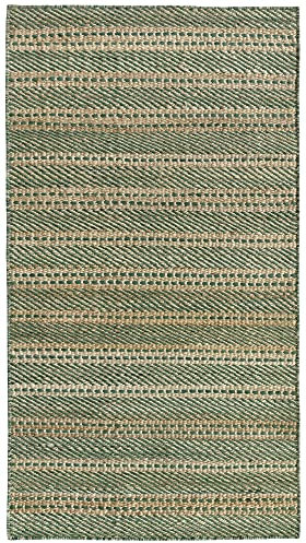 HAMID - Woll- und Jute-Teppich Olivia, Handgewebter Woll-Jute-Teppich für Wohnzimmer, Schlafzimmer, Natürliches Grün, (80 x 150 cm)