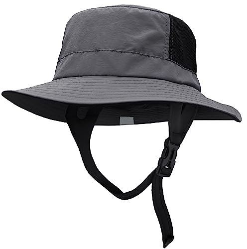 Seektop Surf Bucket Hat mit UPF 51+ UV-Schutz, wasserdichter Sonnenhut mit verstellbarem Kinnriemen zum Surfen, Wassersport, Dunkelgrau
