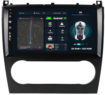 Autoradio Android 9 Zoll Für Mercedes Benz W203/C180 Carplay GPS Navi DAB + Bluetooth FM AM Aux RDS SWC WiFi