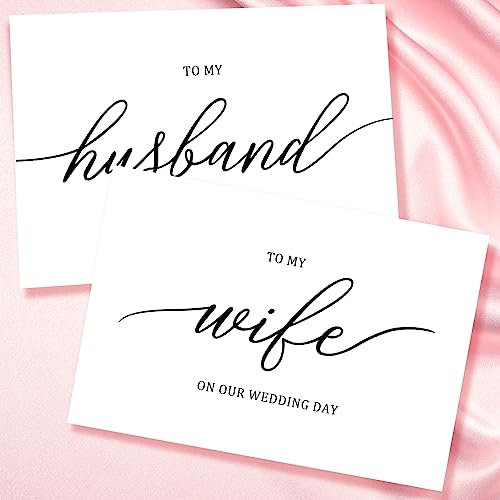 Nchigedy Set mit 2 Hochzeitstagskarten für Ehemann und Ehefrau, 1 Karte für meine Frau auf unserer Hochzeit, 1 Karte für meinen Ehemann auf unserer Hochzeitstagskarte