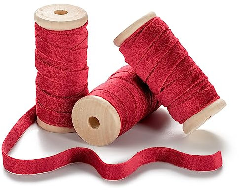CHUQING Geschenkband Rot 10 mm Breit Schleifenband Stoff Dekoband für Weihnachten Geschenkverpackung, Hochzeit Weihnachtsdeko Party Bastelarbeiten