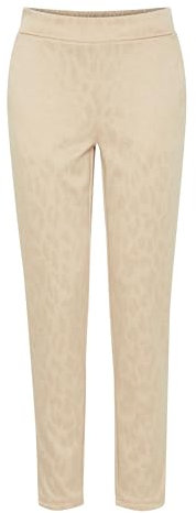 Ichi IHKATE LEOPARD JACQUARD PA Damen Stoffhose Hose 80% Polyester, 18% Viskose, 2% Elasthan regular fit, Größe:S, Farbe:Doeskin (151308)