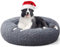 YOJOGEE Calming Donut Dog Bed for Large Dogs, XL Dog Beds Fluffy Extra Large Washable Non-Slip Anti Anxiety Plush Cuddler Round Faux Fur Pet Bed 70x70x19cm Dark Grey