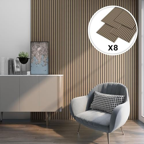 neu.holz Akustikpaneele Holz - Schalldämmung Wandpaneele in Holzoptik Walnuss hell, Schallschutz Akustikplatten Wandverkleidung innen, Schallabsorber Paneele Wand & Decke, Holzpaneele Wand 5,76 m²