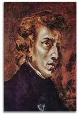 ADovz Frederic Chopin Poster von Eugène Delacroix Wandkunst Geschenke Schlafzimmer Drucke Heimdekoration Hängendes Bild Leinwand Gemälde 20 x 30 cm