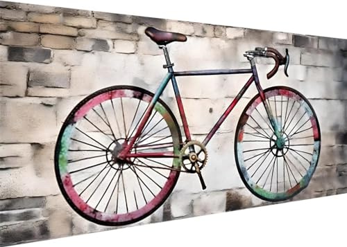 Diamond Painting Fahrrad Diamond Art Painting Full Zubehör, DIY 5D Diamant Painting Bilder Erwachsene Groß Stickerei Kreuzstich Kinder Diamant Malerei Art Craft Wanddekoration Gifts 50x25cm F-56