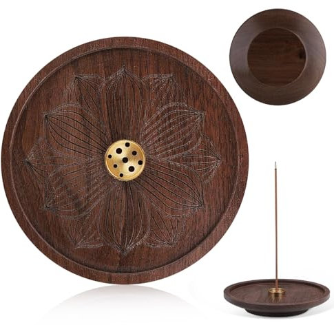 1 Pièces Porte Encens Support Encens Porte Encens Baton Porte-Encens Support Encens Baton Porte Encens de Lotus en Bois Porte Encens à 9 Trous pour Méditation Yoga Déco Maison Salons de Thé