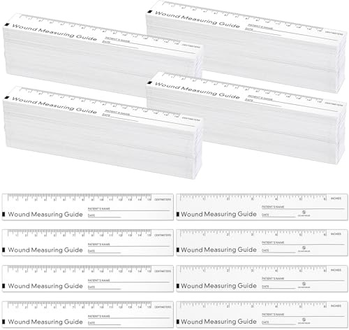 Janlaugh 500 Stück Wundlineal, 15,2 cm, Wundmaßband, Papierführungslineal, doppelseitig, Einweg-Papierbandmaß, Messwerkzeuge für Krankenschwestern