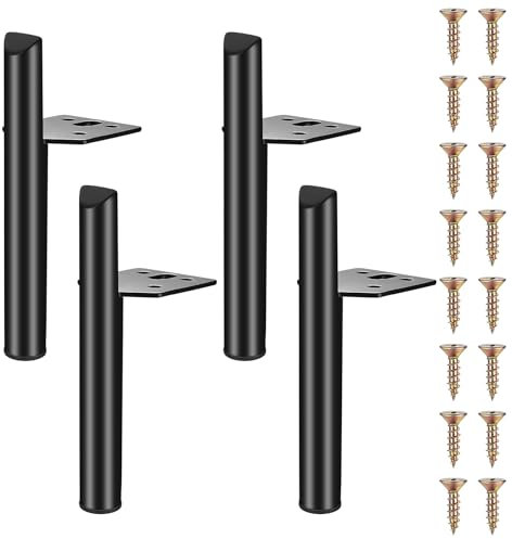 Qeapug 4 Pcs Metal Furniture Legs, 18cm/7 Inch Black Legs for Tables & Cabinets