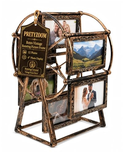 PRETYZOOM Retro Vintage Rotierende 5 Fotos Riesenrad Bilderrahmen Fotorahmen Shows für Home Decor Weihnachten Geburtstag