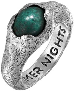 HG HAZE & GLORY Ring Herren aus 925 Sterling Silber, Schmuck Männer, Silberring oxidiert, mit Chrysokoll, Cool