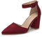 Escarpins à talons hauts et bout pointu pour femme - Pour le travail formel - Avec bride de cheville - Chaussures de mariage, Rouge, 38 EU