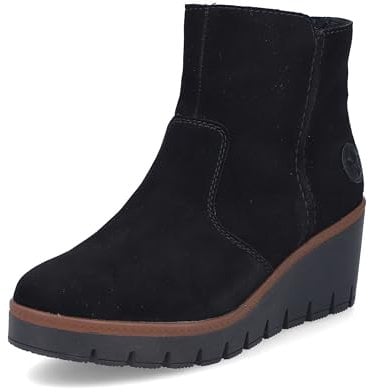 Rieker Damen Keilstiefeletten Y5065, Frauen Stiefeletten, lose Einlage,Keilabsatz,Wedge Heel,gefüttert,Winter,Boots,schwarz (00),40 EU / 6.5 UK