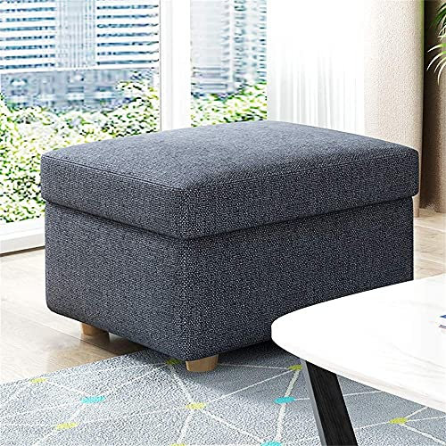 Large Capacity Solid Color Ottoman with Storage Space - Versatile Linen Foot Stool Chair for Home Garden Living Room - Space-Saving Toy Box Organizer