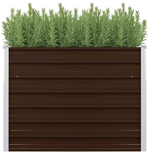 Lauuoeriau Haus & Garten, Rasen & Garten, Gartenarbeit, Töpfe & Pflanzgefäße, Hochbeet, braun, 100 x 100 x 77 cm, verzinkter Stahl