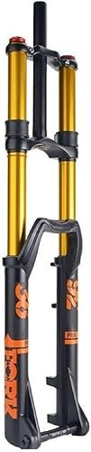 JvFbjLF Fourche pneumatique VTT 26 27.5 29 Pouces Fourche à Suspension de vélo DH Voyage 160mm Fourche Avant réglable en Rebond(Gold,26inch)