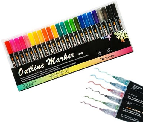 Qidures 24 Colours Acrylic Paint Pens, Permanent Acrylic Markers, Water Based Acrylic Pens Set, Paint Markers For Rocks Painting Wood Stone Glass Fabric Canvas Paper Eggs