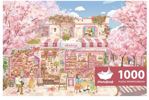 MOMIBOOK Puzzle per adulti Puzzle da 1000 pezzi di strade piene di fiori di ciliegio, immagine pittorica difficile impegnativo puzzle difficile impossibile, giocattoli divertenti e giochi regali di