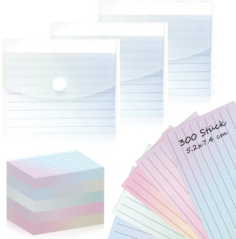 300 Blätter Karteikarten Liniert A8 Farbverlauf Karteikarten mit Box Vokabeln 3 Stück Lernbox Karteikarten Farbig a8 Karteikarten mit Box Klein für Lernen Formeln oder Vokabel Lernen Notizen
