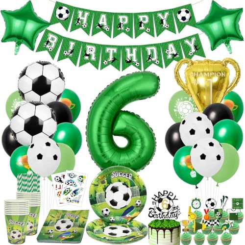 Cumpleaños Futbol 6 Años, Vajilla Cumpleaños Futbol, Decoracion Cumpleaños, Futbol Globos Platos Vasos Servilletas, para Decoracion Fiesta Infantiles