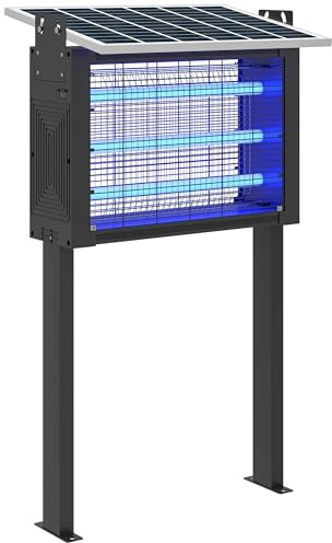 Outsunny Lampe anti-moustique 25W, piège à moustiques efficace portée 150-200 m², tue-mouches électrique LED pour usage extérieur, noir