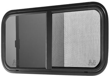 Wohnwagen Fenster,625x330mm Campers Fenster Mit Fliegengitters,Wohnwagen Schiebefenster,Töner Seitenglasersatz Für Fahrtanhänger,Wohnmobils Schiebefenster, Einen Van, Umwandeln, Schwarz