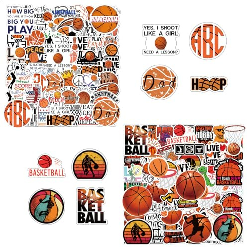 IDNVFY 100 Blätter Von Basketballaufklebern, Dekorativen Kofferaufklebern, Kreativen Aufklebern, Wasserdichten Aufklebern, Basketballgeschenk Für Jungen.