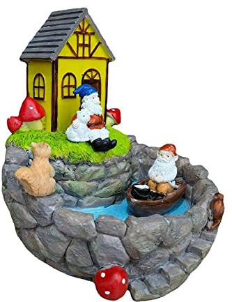 Srliya Ornamento per Fontana Solare da Giardino in Resina, Statua Fatta a Mano con Ricarica Solare per Decorazione Esterna, Buon per il Ringraziamento, Natale, Halloween