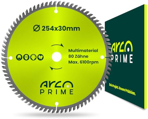 ARCOPRIME Kreissägeblatt 254 x 30 mm – 80T – Multimaterial‑Feinschnitt für Aluminium, Weichmetall, Kunststoff & Holz – ausrissfrei, vibrationsarm & langlebig
