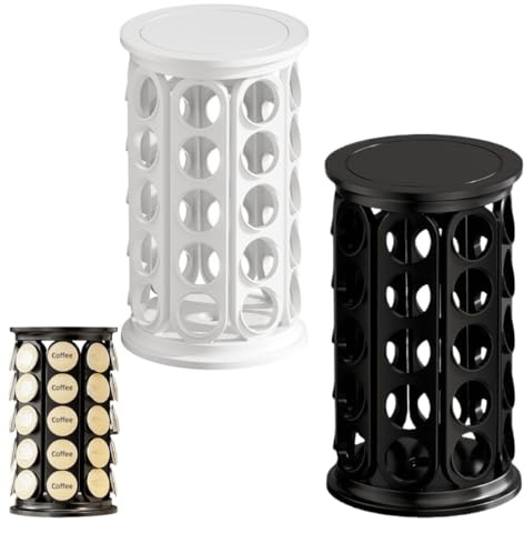 Tidevib Desktop-Kaffeekapselhalter, Aufbewahrungsregal mit 360-Grad-Rotation für 40 Kapseln, Organizer, Ständer, kompatibel mit Nespresso Vertuo Original und Pixie Serie Küchen-Kochgeschirr