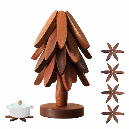 Lot de 4 Dessous de Plats en Bois pour Plats Chauds 4 Dessous de Plat